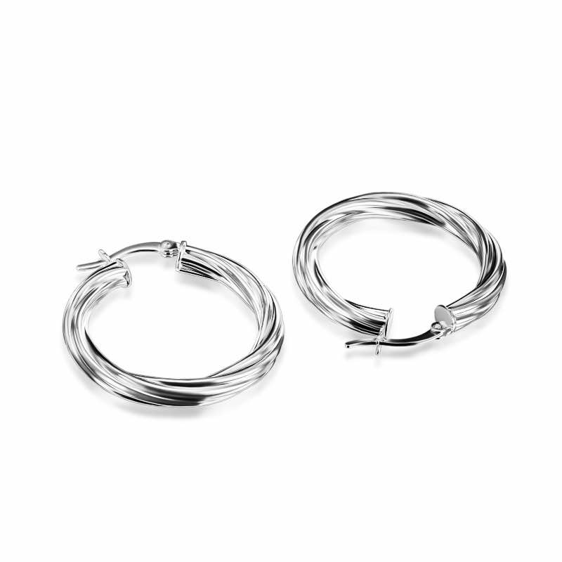 Eternal Twist Sterling Silver Hoop Earrings